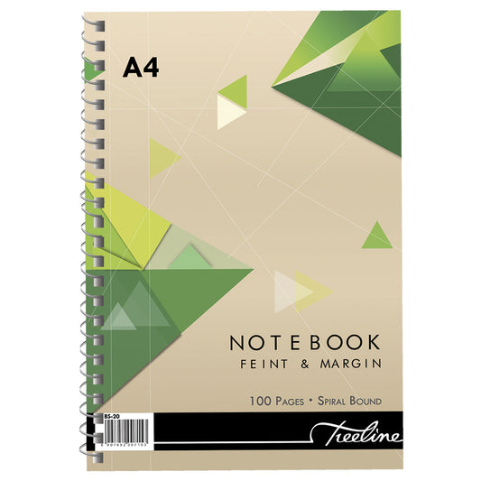 Spiral Notebook A4 - 100 page Feint & Margin