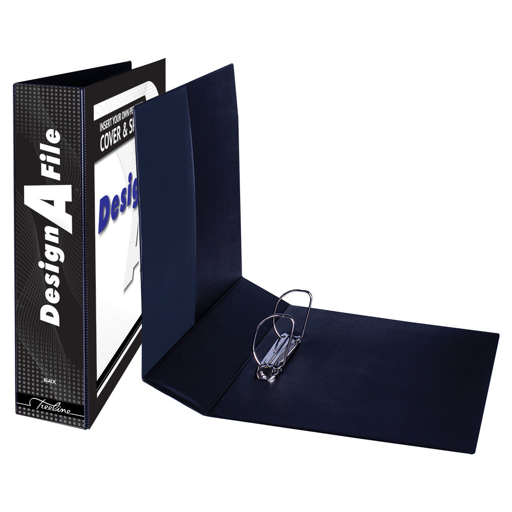 A4 2D Ring Design-A-File PVC with Overlay & Inside Pocket - 50mm - Black