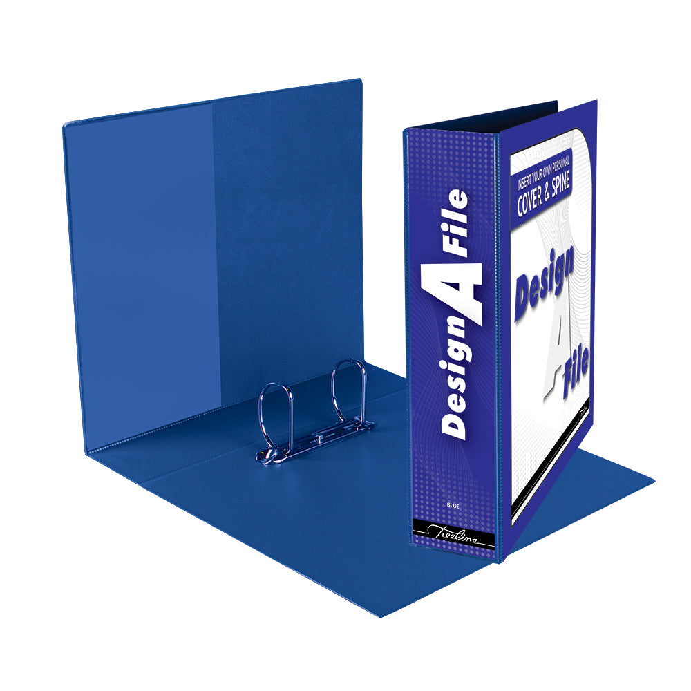 A4 2D Ring Design-A-File PVC with Overlay & Inside Pocket - 50mm - Blue