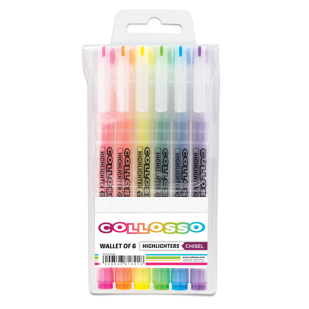 Slim Highlighters Chisel Tip Wallet of 6