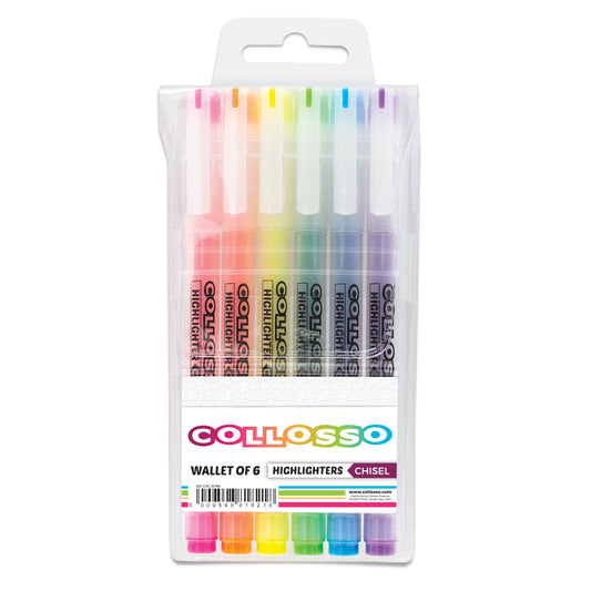Slim Highlighters Chisel Tip Wallet of 6