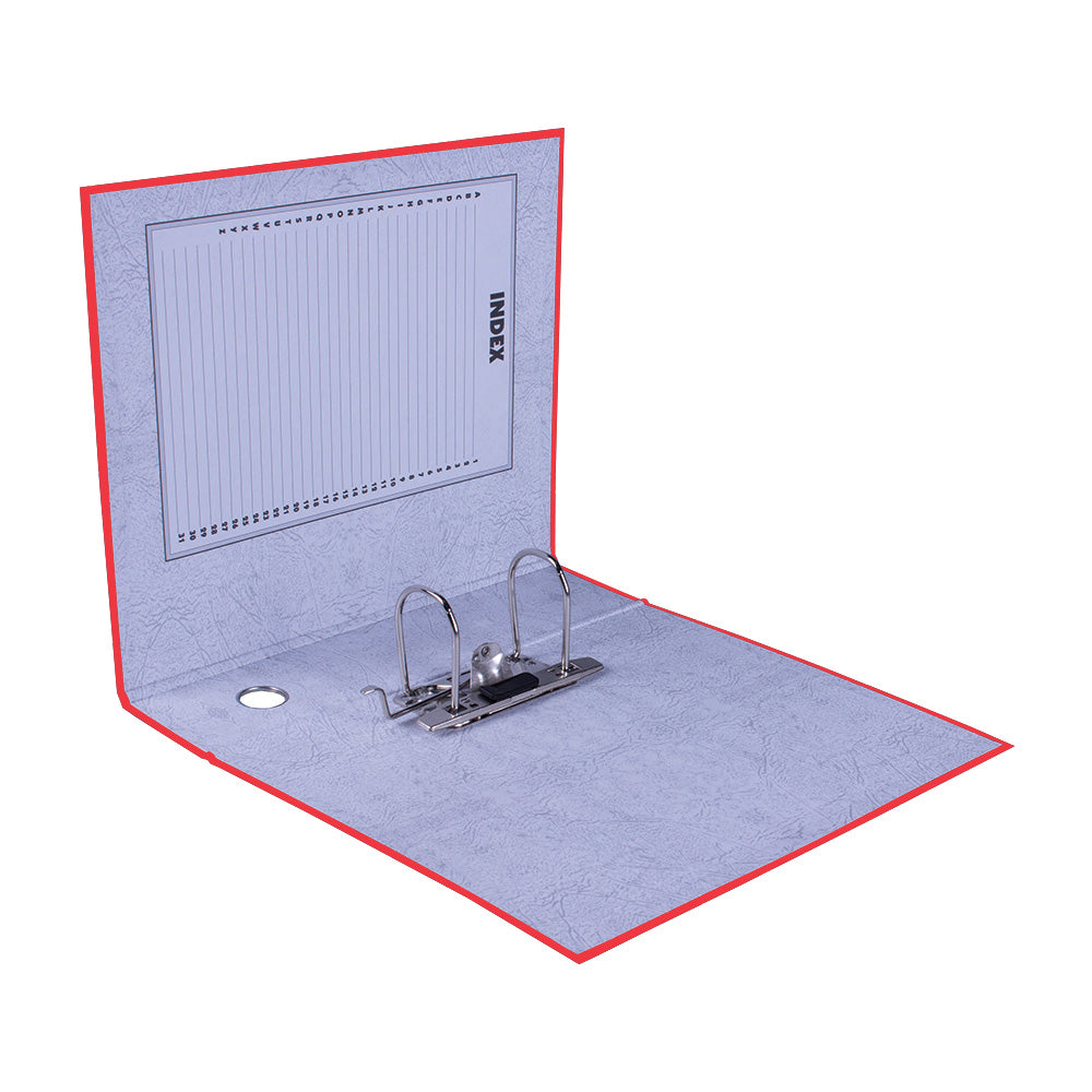 A4 Lever Arch File - Mottled Board with Metal Compressor - 317mm height - 80mm Spine - Red