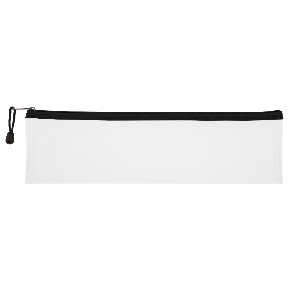 Transparent Pencil Bag with Coloured Zip - 33cm - Black