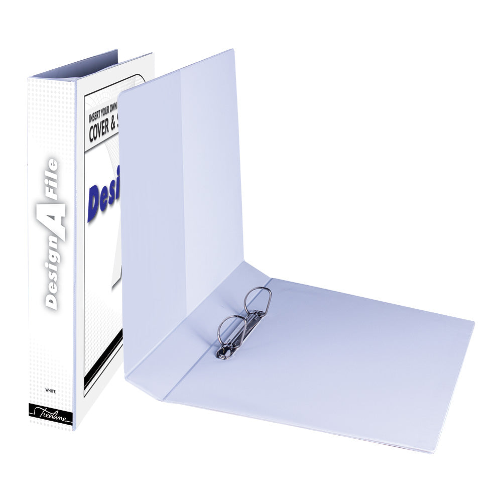 A4 2D Ring Design-A-File PVC with Overlay & Inside Pocket - 25mm - White