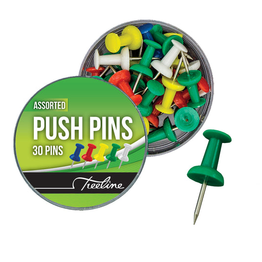 Push Pins PVC Assorted Colours Barrel Shape - 30's