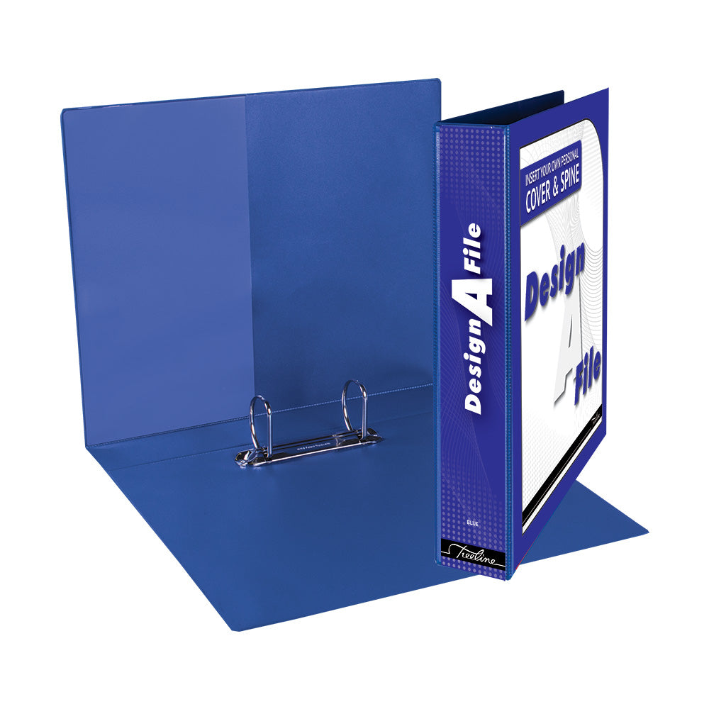 A4 2D Ring Design-A-File PVC with Overlay & Inside Pocket - 40mm - Blue