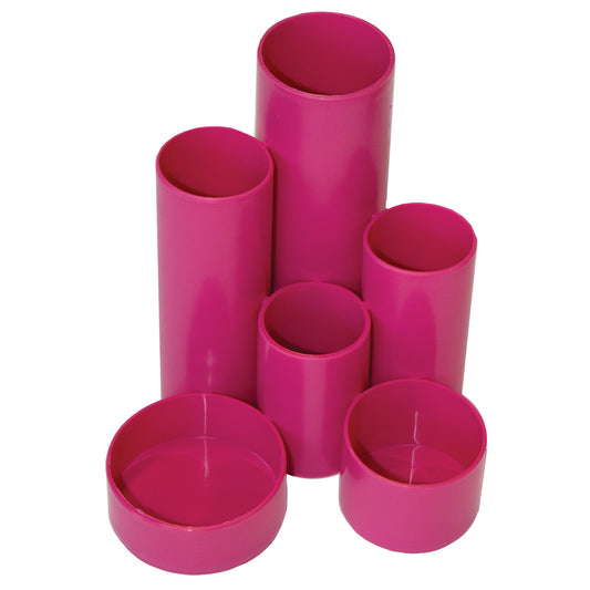 Desktop Organizer PVC Round 6 Cylinders - Pink