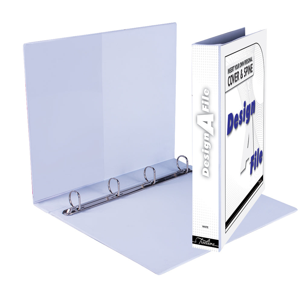 A4 4D Ring Design-A-File PVC with Overlay & Inside Pocket - 25mm - White