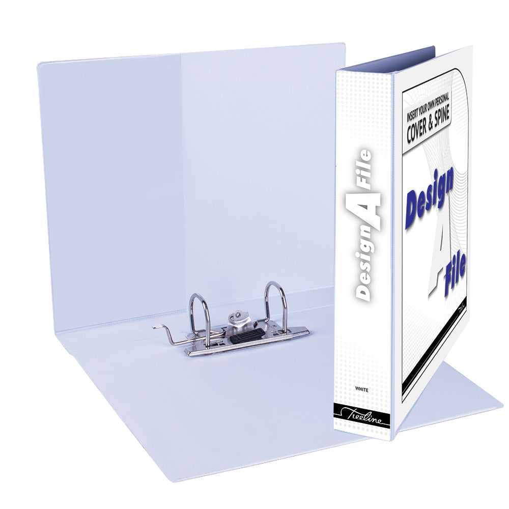 A4 Mini Lever Arch Design-A-File PVC with Overlay & Inside Pocket - 40mm - White