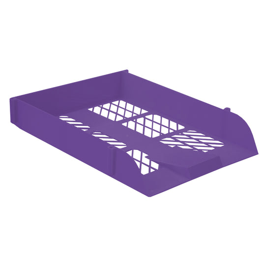 Single Desk Letter Tray - plastic - Electric Purple