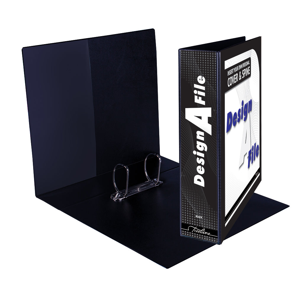 A4 2D Ring Design-A-File PVC with Overlay & Inside Pocket - 50mm - Black 4