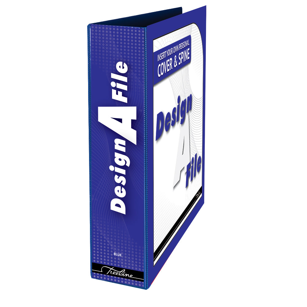 A4 2D Ring Design-A-File PVC with Overlay & Inside Pocket - 50mm - Blue 1