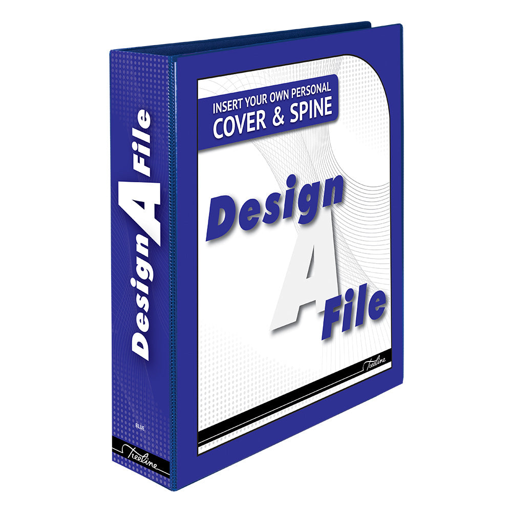 A4 2D Ring Design-A-File PVC with Overlay & Inside Pocket - 50mm - Blue 2