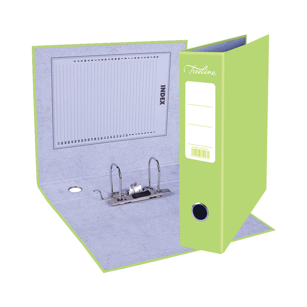 A4 Lever Arch File - Mottled Board with Metal Compressor - 317mm height - 80mm Spine - Lime Green 6