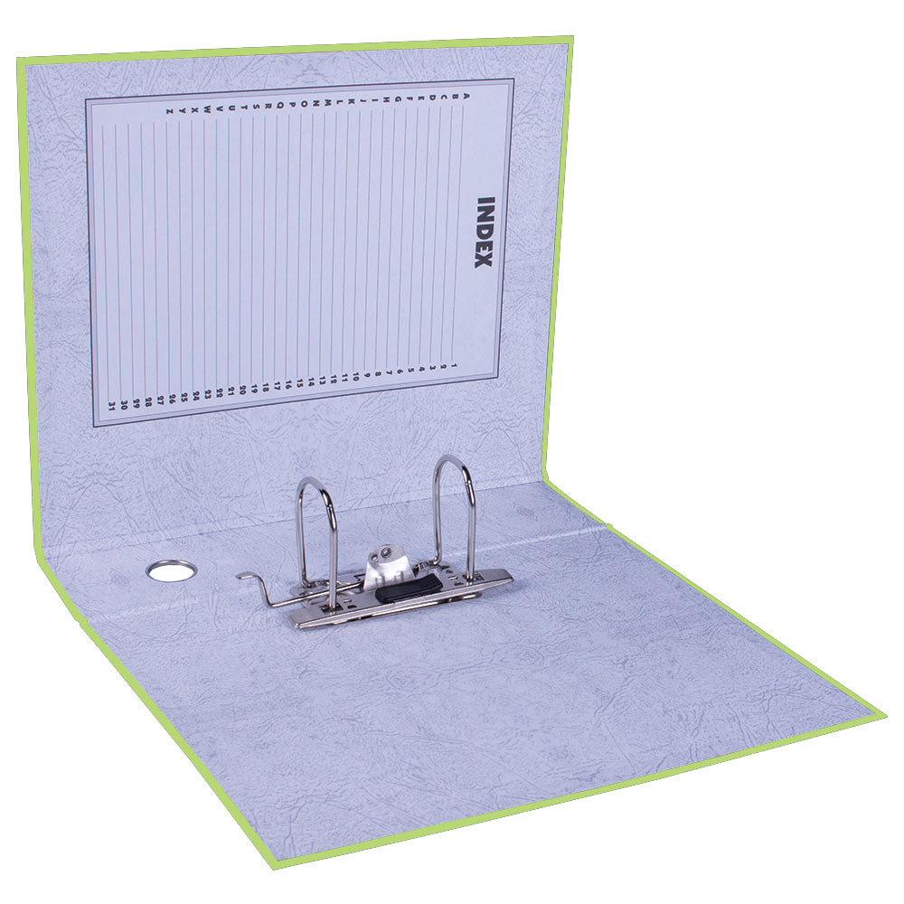 A4 Lever Arch File - Mottled Board with Metal Compressor - 317mm height - 80mm Spine - Lime Green 7