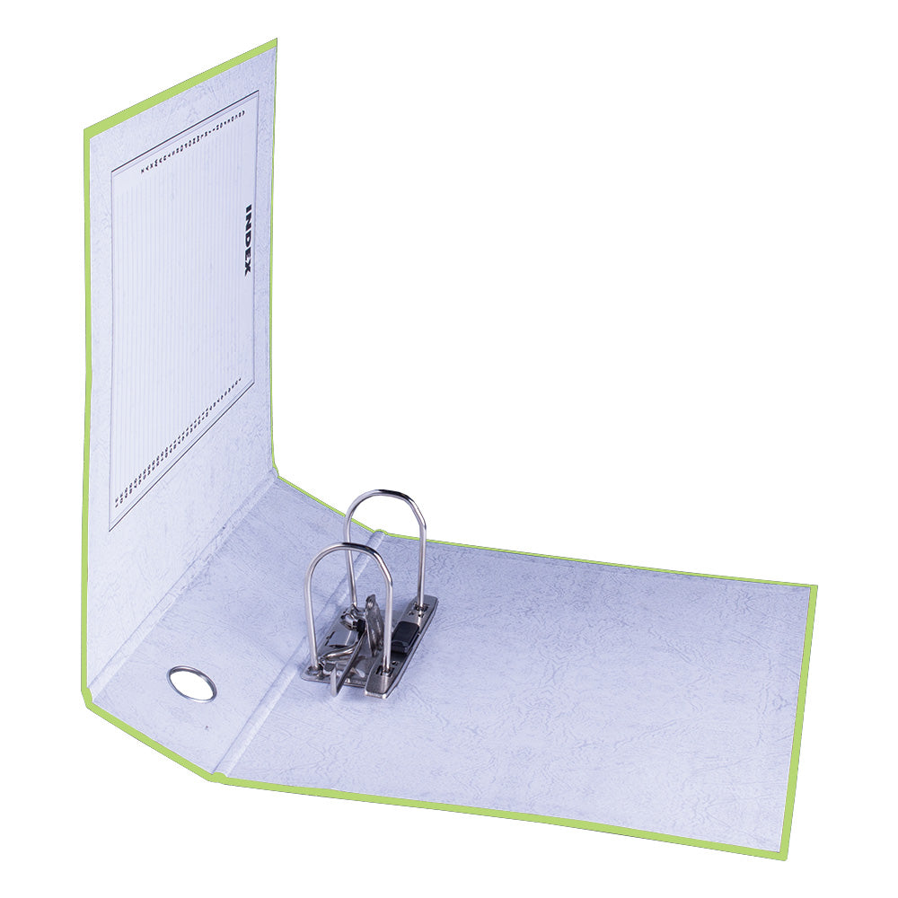 A4 Lever Arch File - Mottled Board with Metal Compressor - 317mm height - 80mm Spine - Lime Green 9