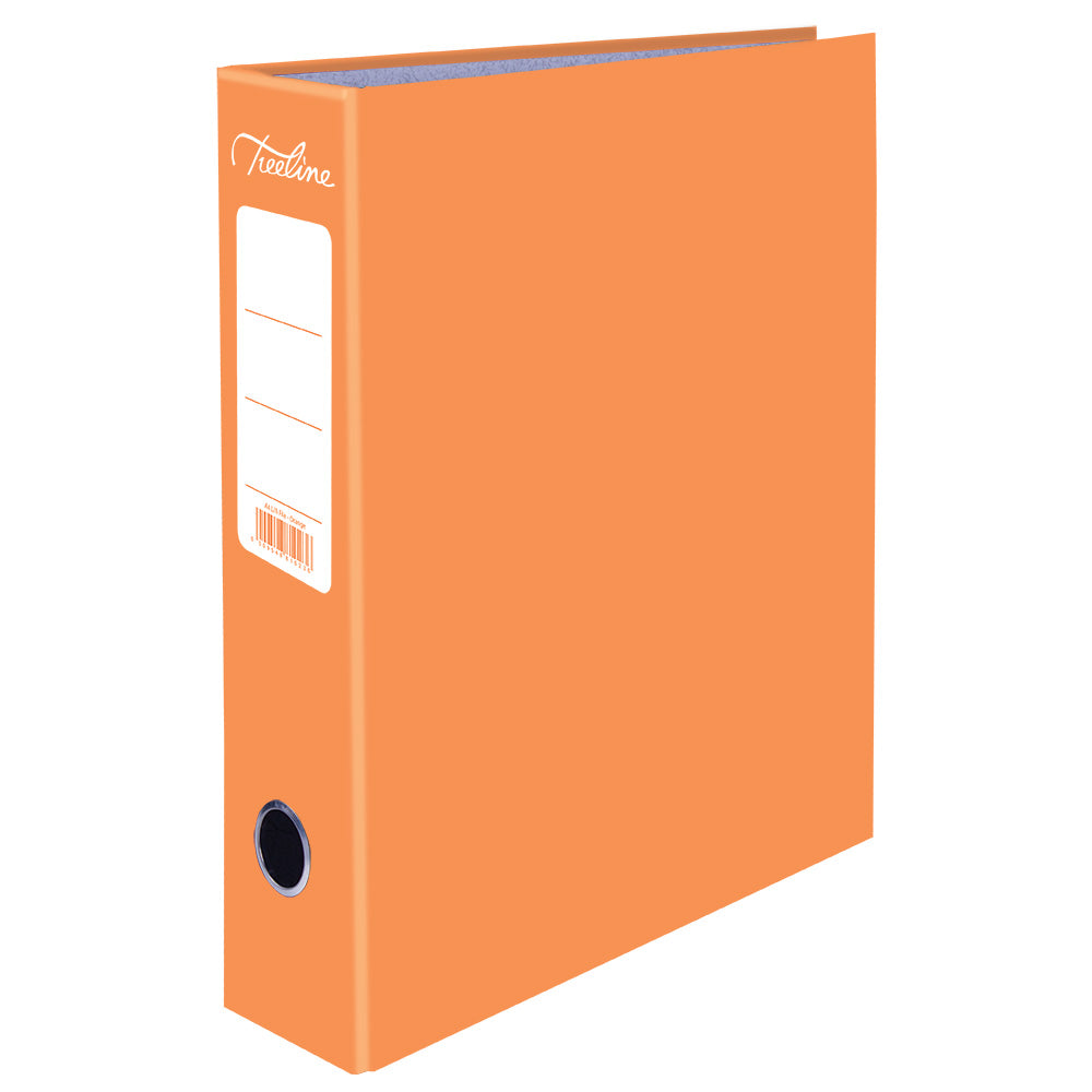A4 Lever Arch File - Mottled Board with Metal Compressor - 317mm height - 80mm Spine - Orange 2
