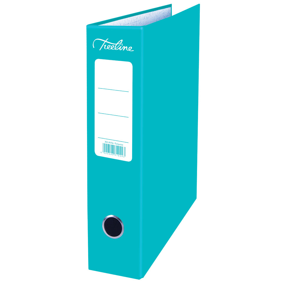 A4 Lever Arch File - Mottled Board with Metal Compressor - 317mm height - 80mm Spine - Turquoise 1