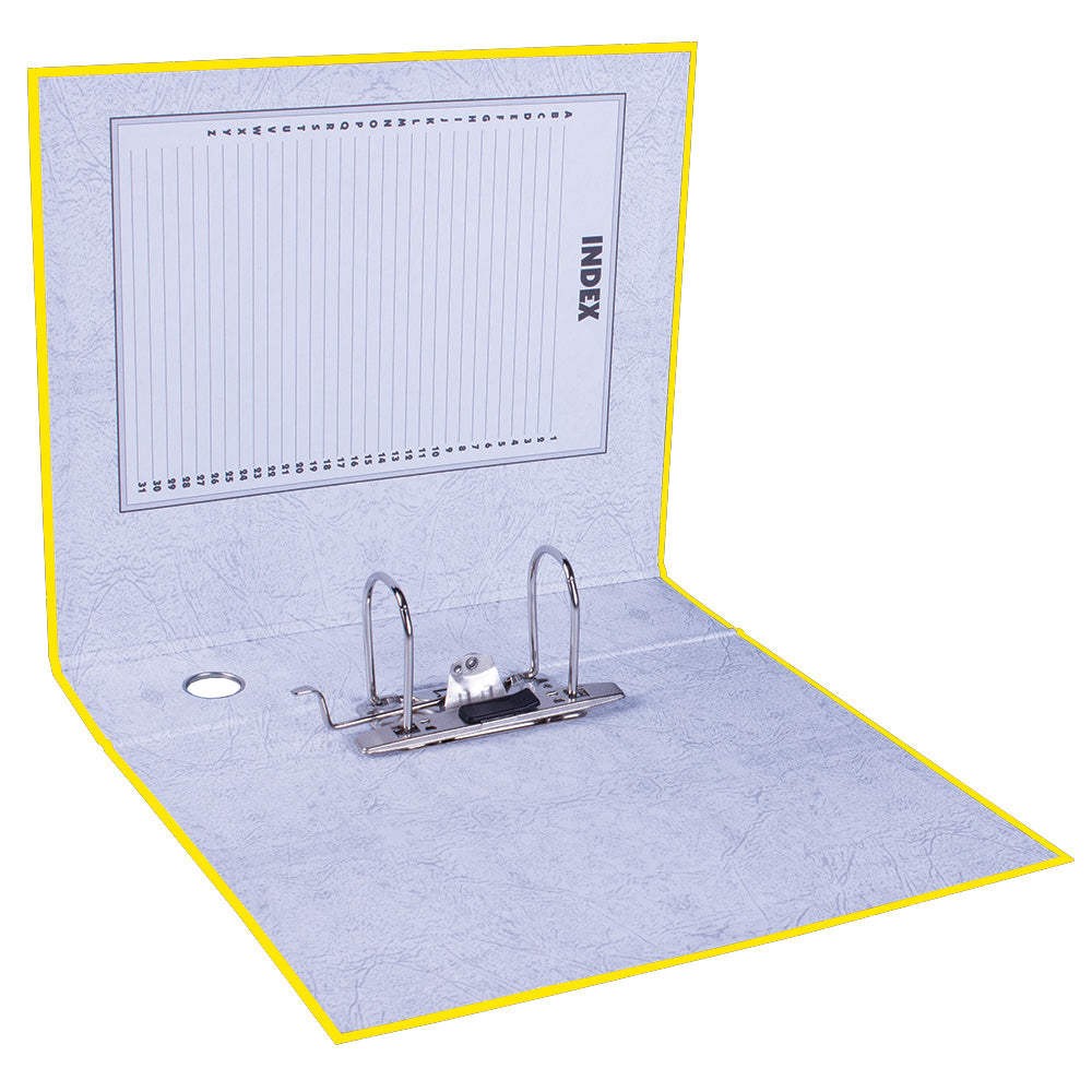 A4 Lever Arch File - Mottled Board with Metal Compressor - 317mm height - 80mm Spine - Yellow 9