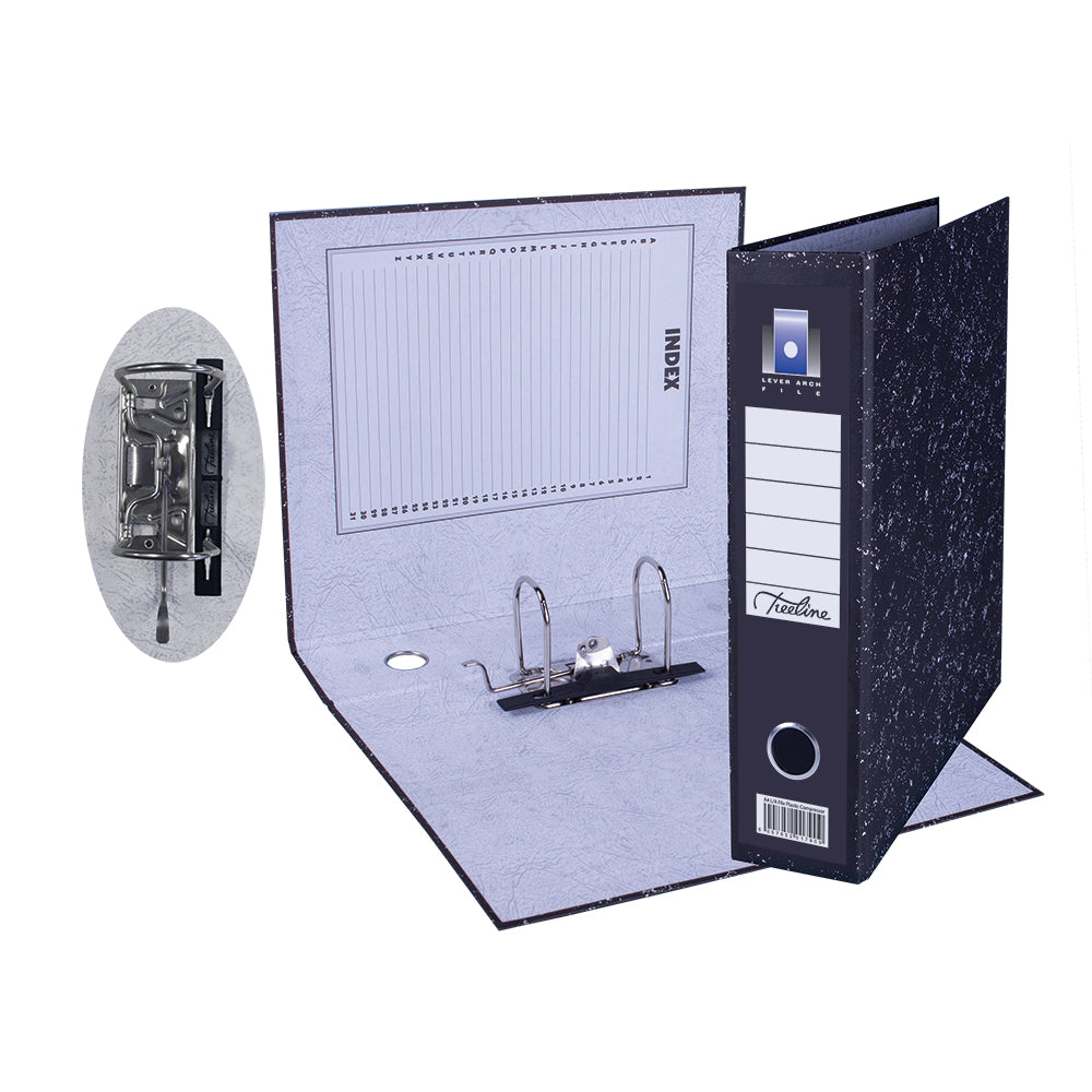 A4 Lever Arch File Mottled Board with Plastic Compressor - 317mm height - 80mm Spine
