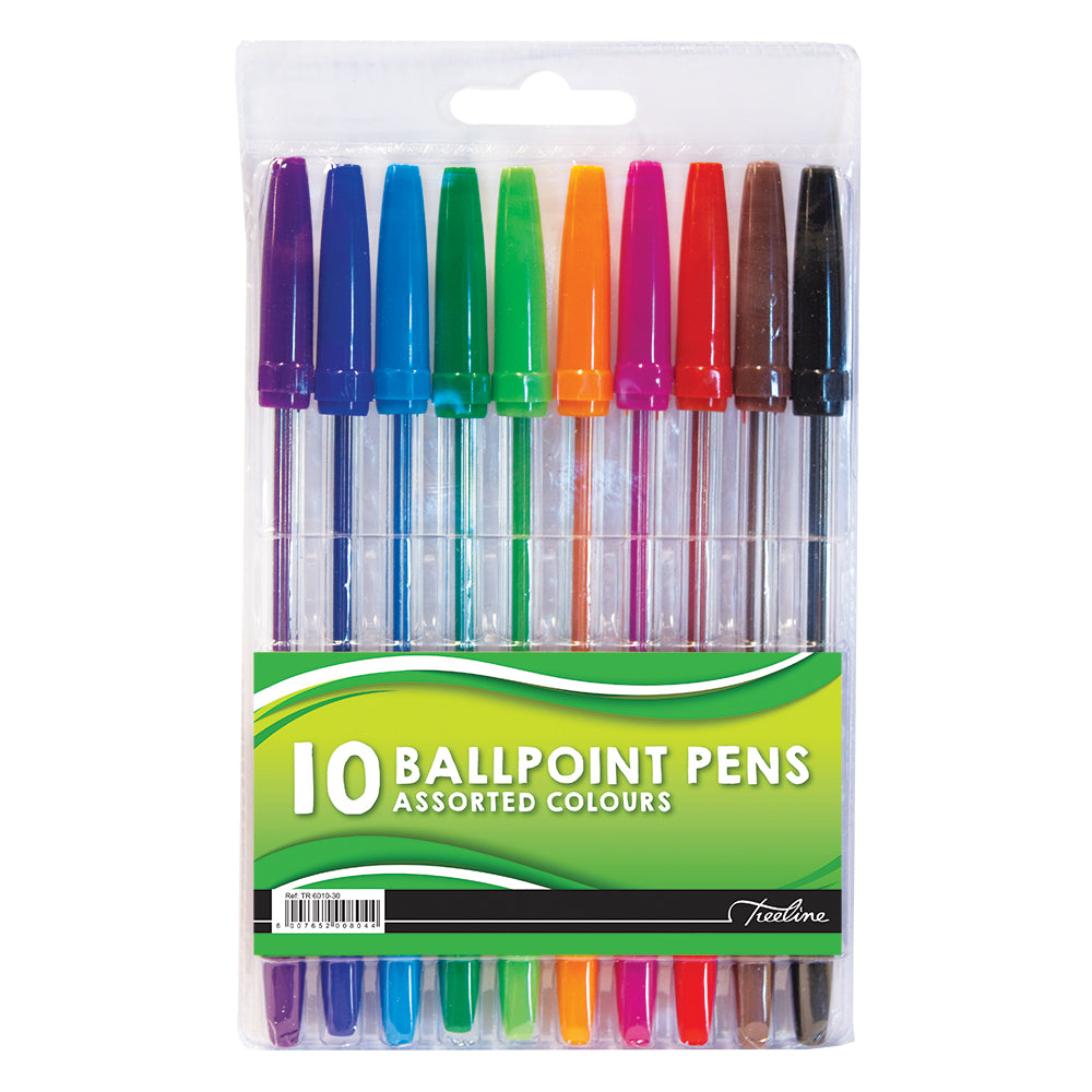 Ballpoint Pens - Wallet of 10 - Coloured