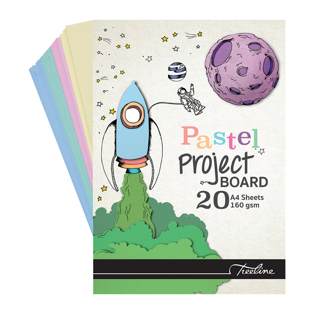 Board Project Pads A4 - 160gsm - 20 sheets - Assorted Pastel