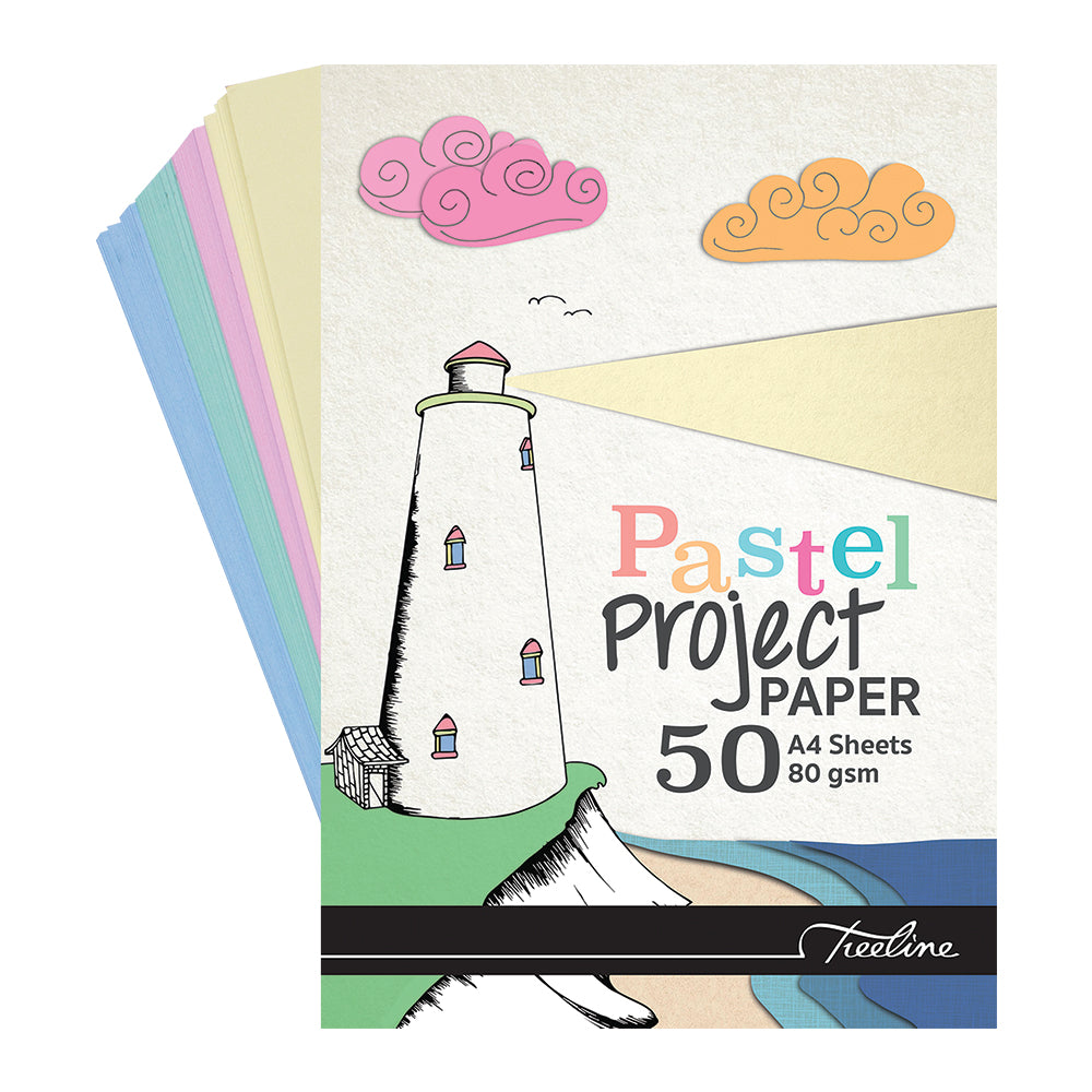 Board Project Pads A4 - 80gsm - 50 sheets - Assorted Pastel