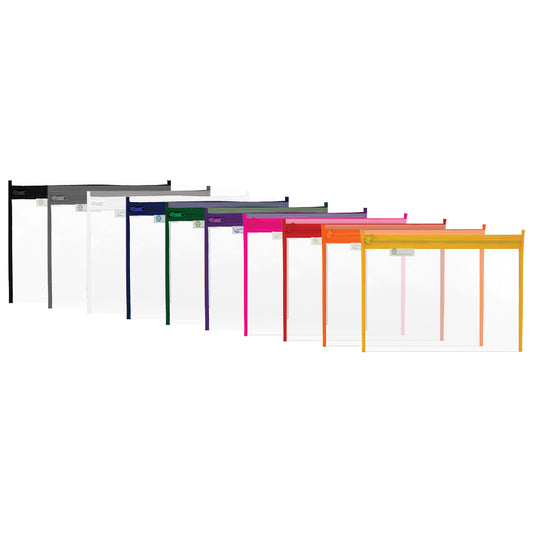 Book Bag A4 Thick PVC with Coloured Zip - Assorted 1