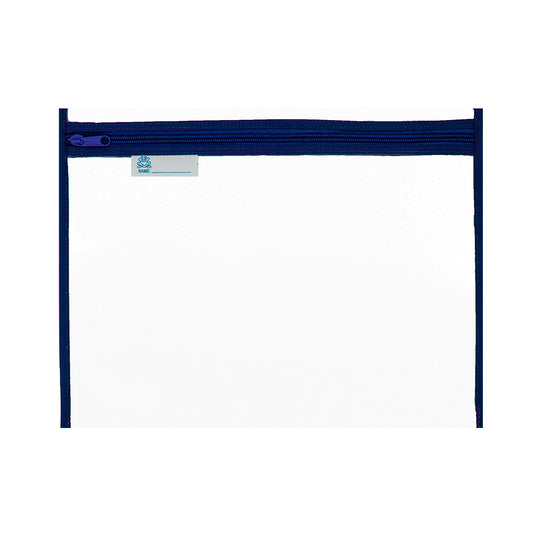 Book Bag A4 Thick PVC with Coloured Zip - Blue