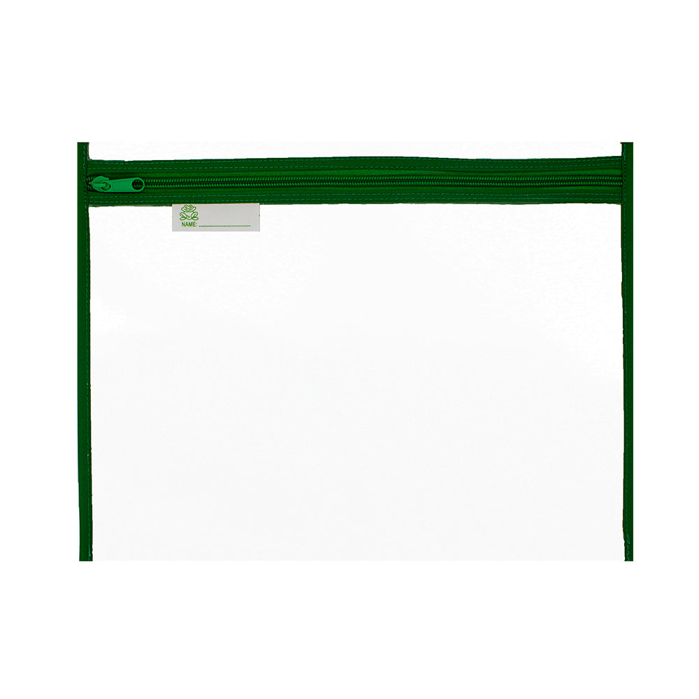 Book Bag A4 Thick PVC with Coloured Zip - Green