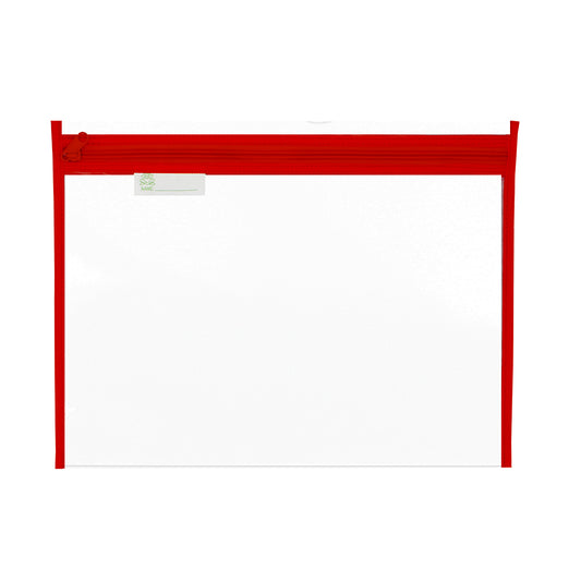 Book Bag A4 Thick PVC with Coloured Zip - Red