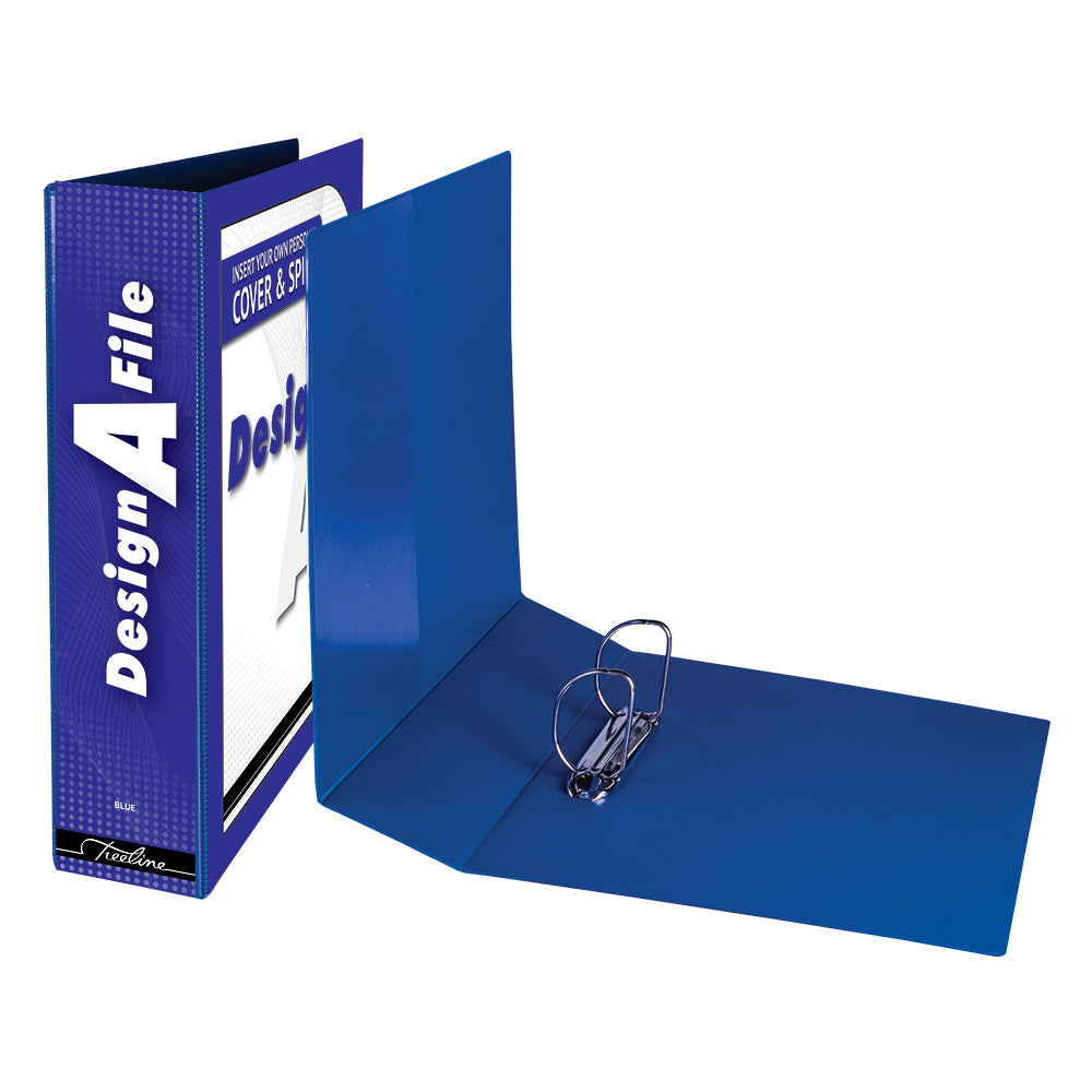 A4 2D Ring Design-A-File PVC with Overlay & Inside Pocket - 50mm - Blue