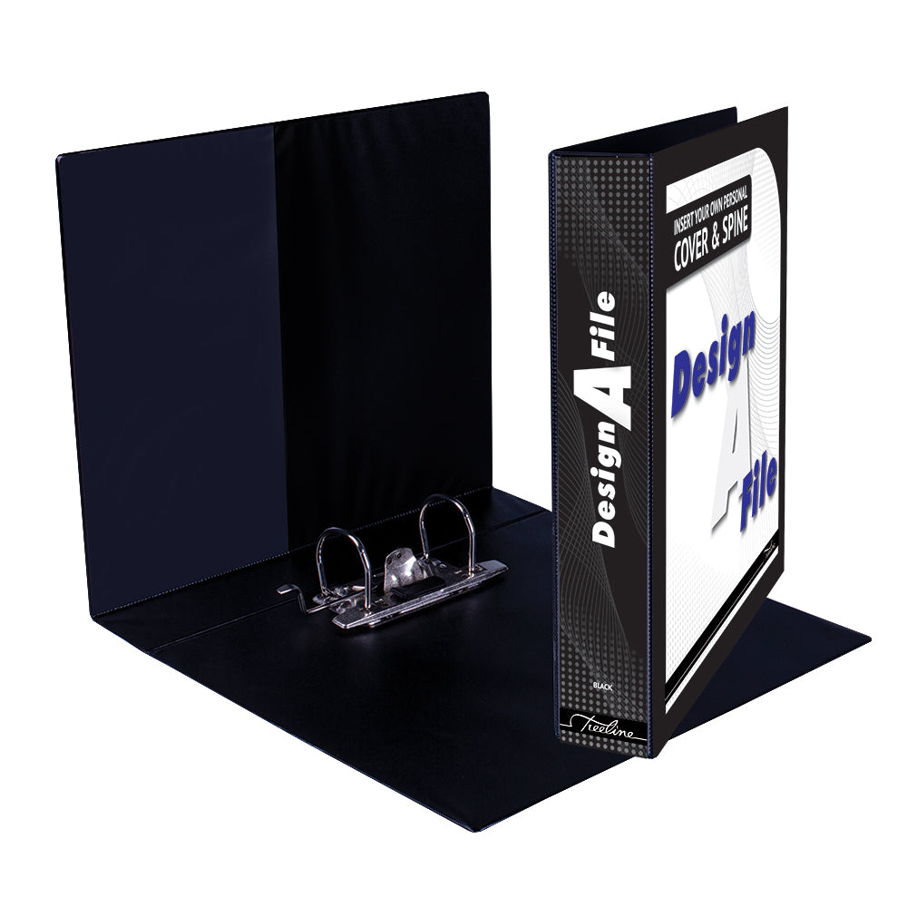 A4 Mini Lever Arch Design-A-File PVC with Overlay & Inside Pocket - 40mm - Black