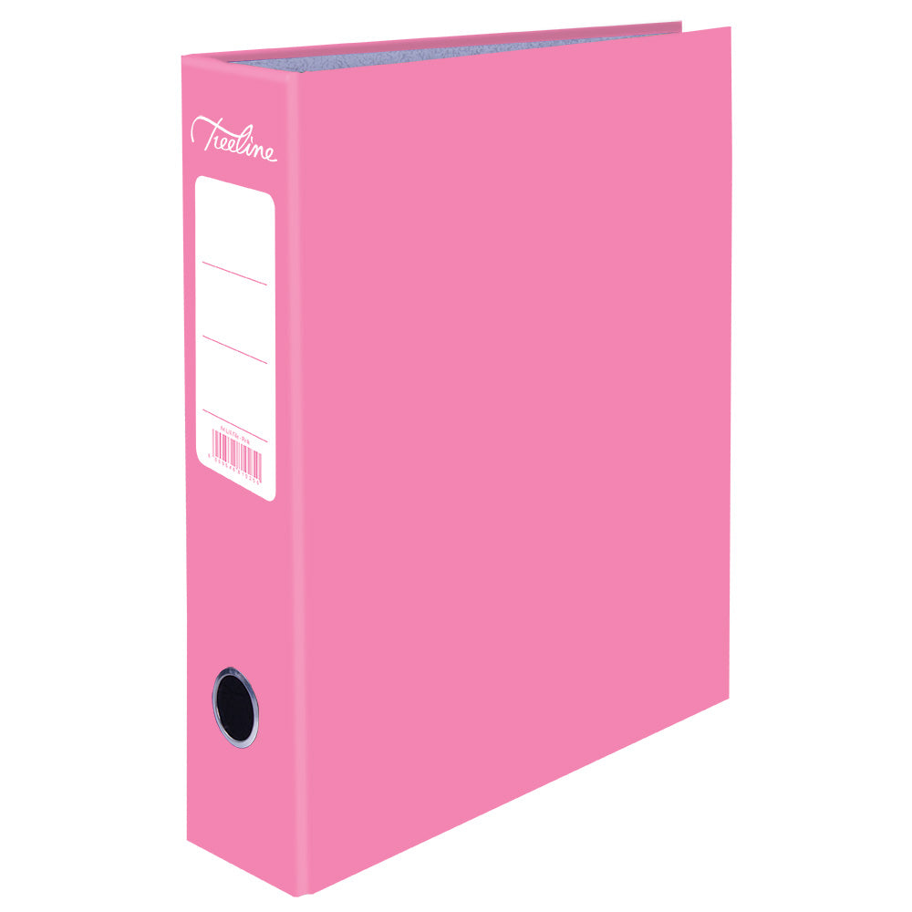 A4 Lever Arch File - Mottled Board with Metal Compressor - 317mm height - 80mm Spine - Pink