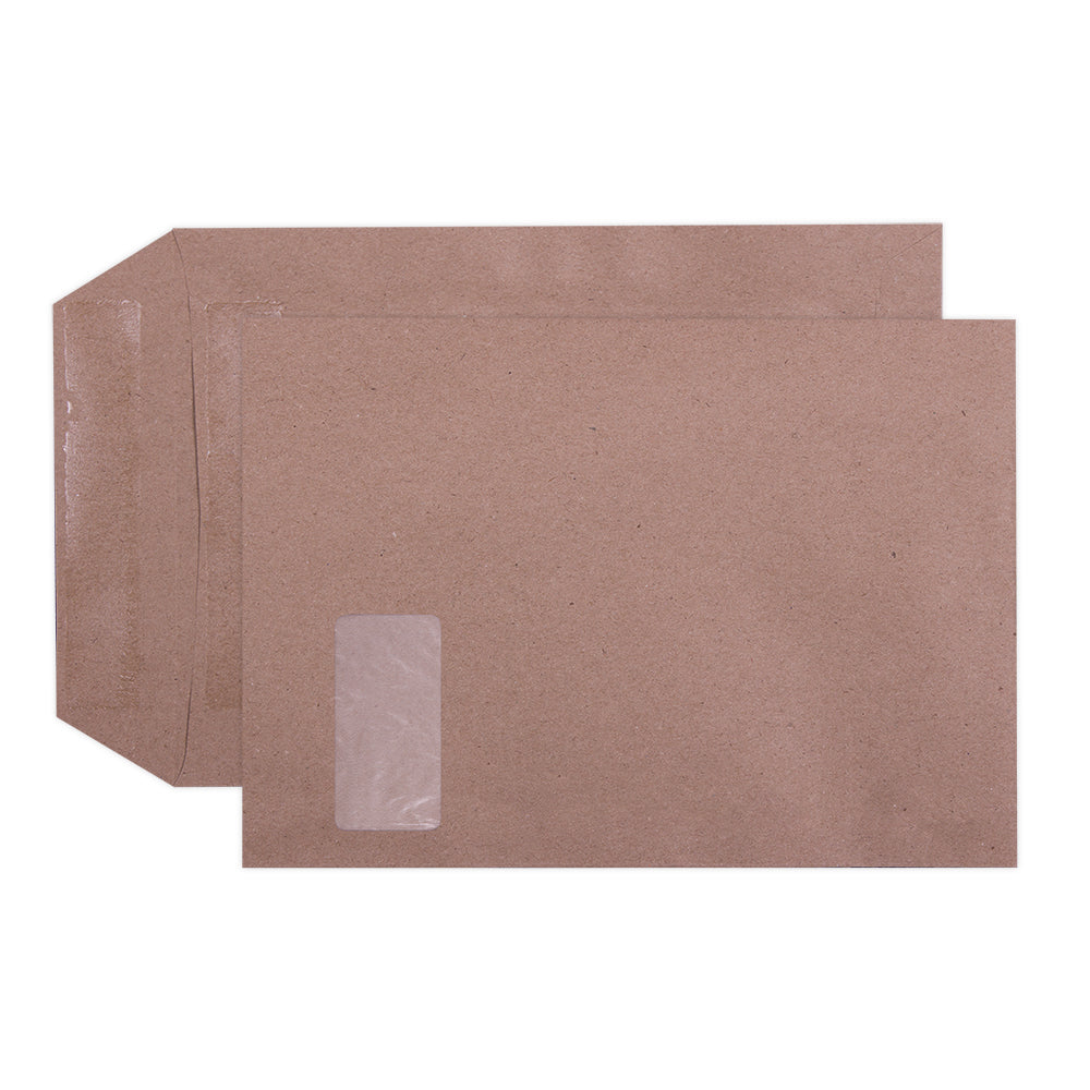 C4 Envelopes Self Seal with Window 324x229mm 90gsm - Manilla 250's