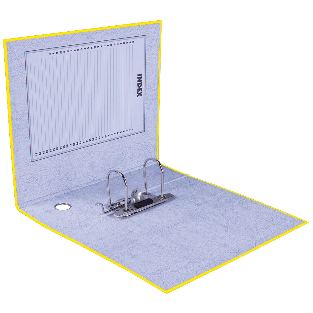 A4 Lever Arch File - Mottled Board with Metal Compressor - 317mm height - 80mm Spine - Yellow