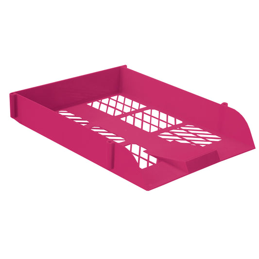 Single Desk Letter Tray - plastic - Hot Pink