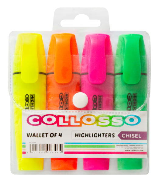 Highlighters Chisel Tip Wallet of 4