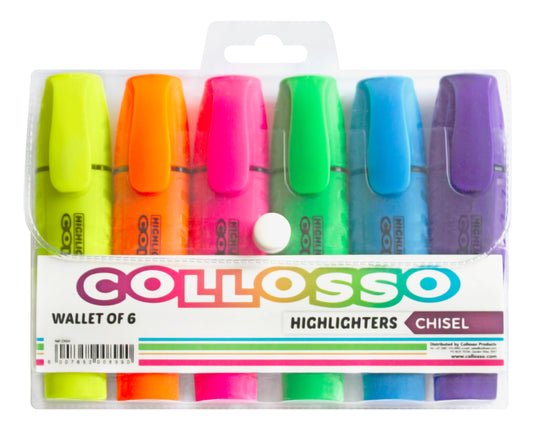 Highlighters Chisel Tip Wallet of 6