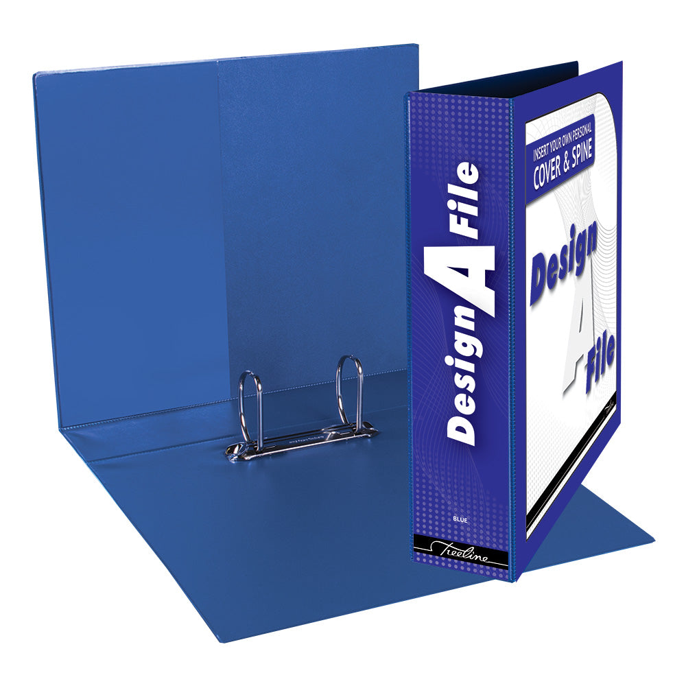 A4 2D Ring Design-A-File PVC with Overlay & Inside Pocket - 50mm - Blue