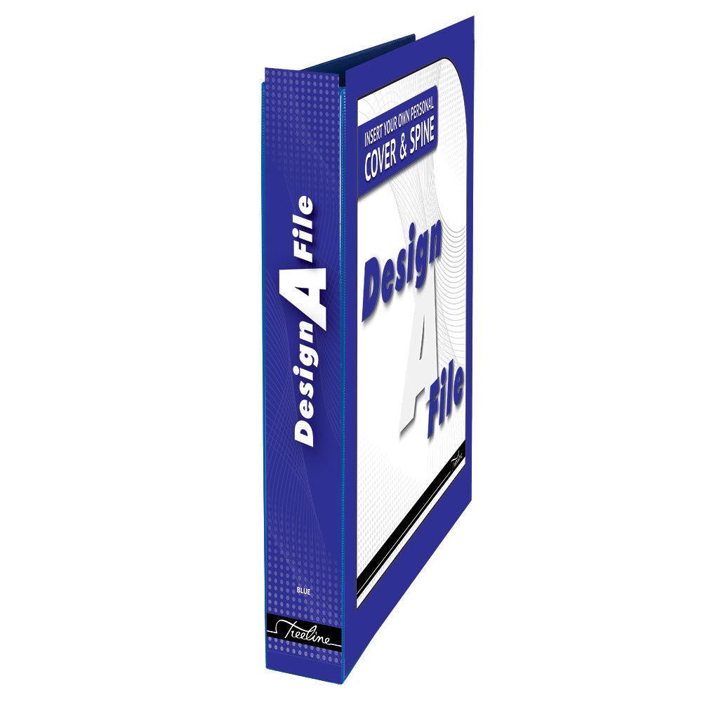 A4 2D Ring Design-A-File PVC with Overlay & Inside Pocket - 25mm - Blue
