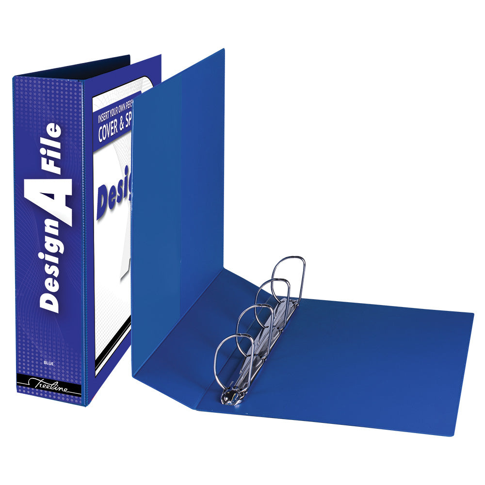 A4 4D Ring Design-A-File PVC with Overlay & Inside Pocket - 50mm - Blue