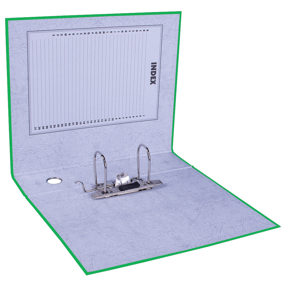 A4 Lever Arch File - Mottled Board with Metal Compressor - 317mm height - 80mm Spine - Green