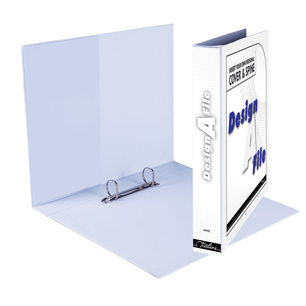 A4 2D Ring Design-A-File PVC with Overlay & Inside Pocket - 25mm - White