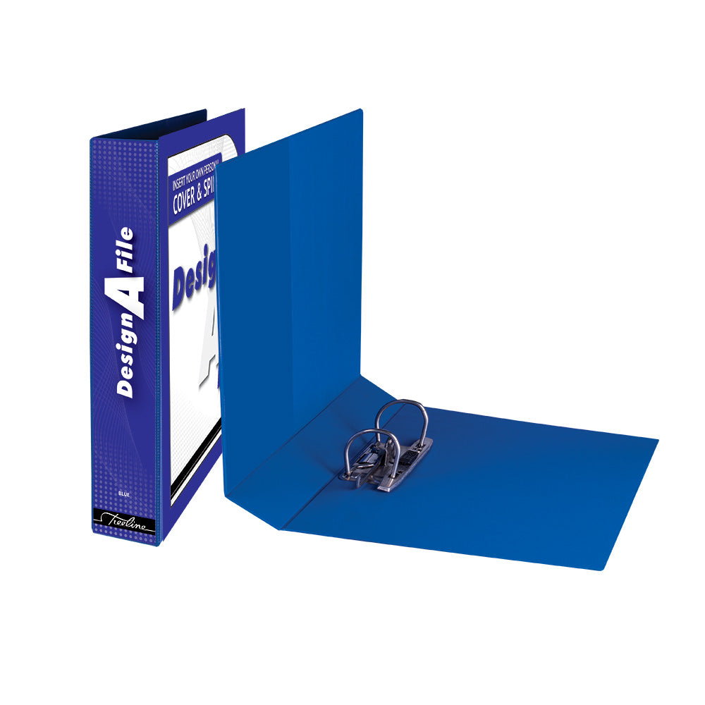 A4 Mini Lever Arch Design-A-File PVC with Overlay & Inside Pocket - 40mm - Blue
