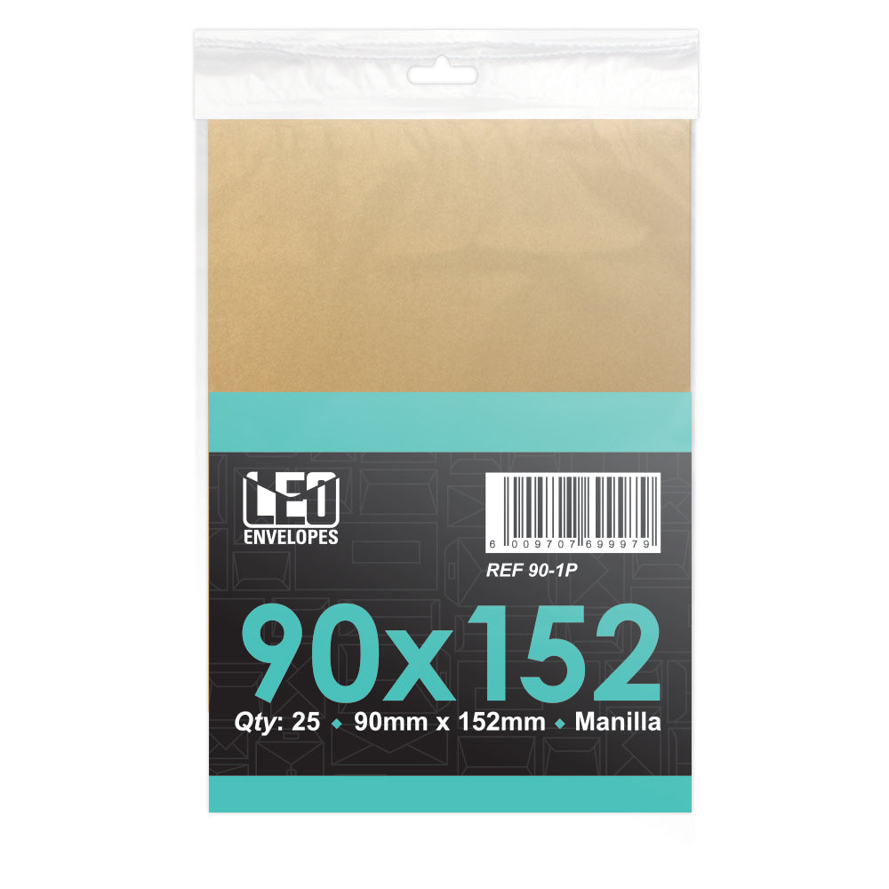 Envelopes 90x152 Gummed - Manilla 25's