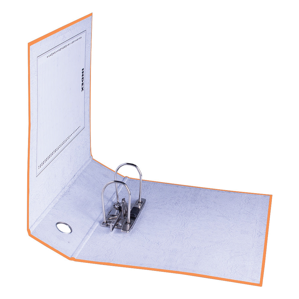 A4 Lever Arch File - Mottled Board with Metal Compressor - 317mm height - 80mm Spine - Orange