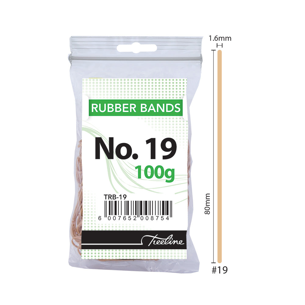Rubber Bands 100g pack - No. 19 - 80mm Flat Length (Double) 1.6mm Width
