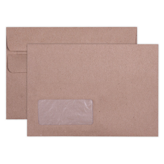 C6 Envelopes Self Seal Window 114x162mm 80gsm - Manilla 500's