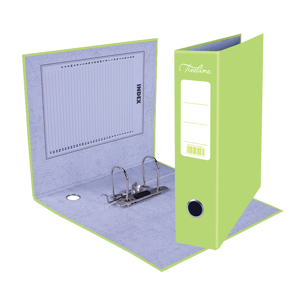 A4 Lever Arch File - Mottled Board with Metal Compressor - 317mm height - 80mm Spine - Lime Green